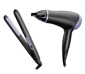 Remington D3016GP Style Essentials / Zestaw suszarka i prostownica do włosów / 2000 W / Żelazko ceramiczne / 215°C