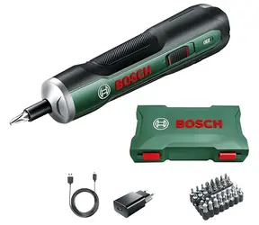 BOSCH PushDrive zielony / Wkrętarka akumulatorowa / 3,6 V / Push&Go / Zestaw bitów 10-częściowy