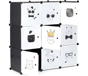 MODERN HOME Szafka modułowa dla dzieci Koty / 9 przegródek / 109 x 109 x 37 cm / nośność 3 kg/przegródka