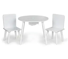 ECOTOYS Stolik dziecięcy z 2 krzesłami biały / Meble dziecięce / Sosna lita / Płyta MDF / od 3 lat