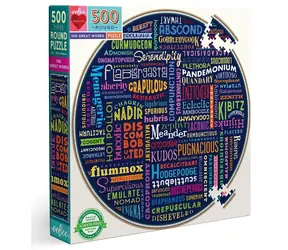 EEBOO Puzzle okrągłe 100 wspaniałych słów / 500 elementów / średnica 58,5 cm