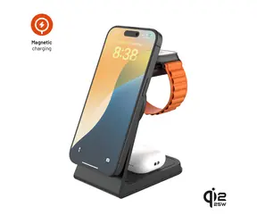 FIXED MagPowerstation Alu czarny / Stojak z ładowaniem bezprzewodowym 3w1 / Qi2.2 / 25W+5W+3.5W / MagSafe
