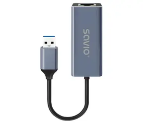 Savio AK-83 czarny / adapter LAN USB / RJ-45 / USB typu A / 5 Gbit/s