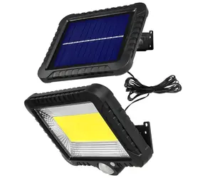 Maclean MCE438 czarny / Reflektor LED solarny / Czujnik ruchu / Montaż ścienny / IP44 / 6000K / 400lm