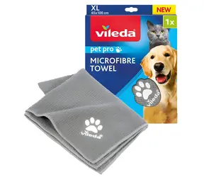 Vileda Pet Pro L szary / Ręcznik dla zwierząt / mikrofibra / 100 x 65 cm