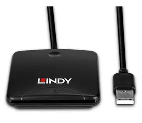 Lindy Smart Card Reader USB 2.0 czarny / Czytnik kart inteligentnych / Prędkość odczytu 480 MB/s / Długość kabla 1,2 m