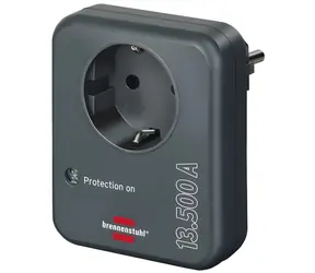 Brennenstuhl Adapter gniazdowy antracyt / Zabezpieczenie przeciwprzepięciowe / 1x gniazdo / 13,500 A / IP20 / zabezpieczenie przed dziećmi