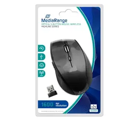 MediaRange Highline czarno-węglowa / Mysz / bezprzewodowa / optyczna / 1600 DPI / 5 przycisków