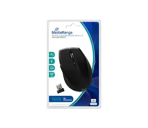 MediaRange Highline czarna / Bezprzewodowa mysz optyczna / 1600 DPI / 5 przycisków / 2,4 GHz