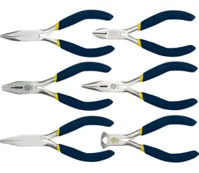 Zestaw szczypiec dla elektryków Vorel 6 szt. / Zestaw szczypiec / Kombinerki, półokrągłe, tnące, okrągłe / 110-125 mm
