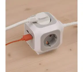 Brennenstuhl ALEA-Power jasnoszary/biały / Gniazdo stołowe w kostce / 4X 230V / 2x USB-A / 1,4 m