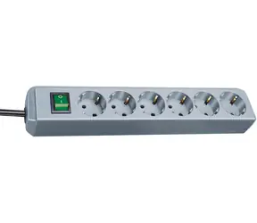 Brennenstuhl Eco-Line srebrny / Przedłużacz / 6 gniazd / 1,5 m / 3500 W