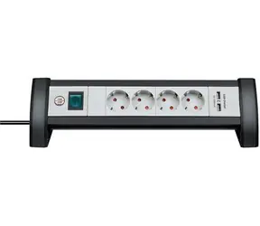 Brennenstuhl Premium-Office-Line czarno-szary / Listwa zasilająca biurkowa / 4X gniazdo / 2x USB-A / 3100 mA / 1,8 m