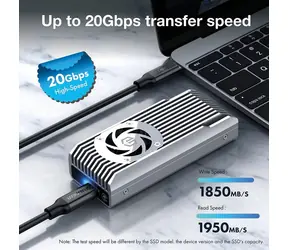 GrauGear G-M206-20G-F / Zewnętrzna obudowa SSD / M.2 NVMe / USB-C 3.2 Gen2x2 / 20 Gbit/s
