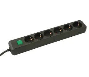 Brennenstuhl Eco-Line czarny / Przedłużacz / 6 gniazd / przełącznik / 1,5 m / 3500 W