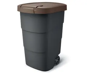 Kosz na śmieci Prosperplast Wheeler 90 l antracyt, brązowa pokrywa / Plastik / Z kółkami / 39,4 x 78,3 cm