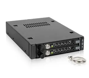 Icy Dock ToughArmor EX MB492SKL-B czarny / Mobilny stojak na 2 dyski twarde/SSD SATA/SAS 2,5" / do 3,5" wnęki / zamykany