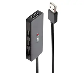 Hub Lindy 4 Port USB 2.0 czarny / Hub USB / 4X USB-A 2.0 / Kabel 0,8 m / Wersja biurkowa