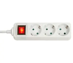 Lindy biały / Przedłużacz / 3 gniazda Schuko / włącznik/wyłącznik / 3500 W
