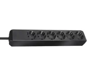 Brennenstuhl Eco-Line czarny / Przedłużacz / 6 gniazd / 1,5 m / 3500 W / IP20