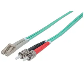 Kabel światłowodowy Intellinet LC-ST OM3 1m turkusowy / Kabel krosowy / Wielomodowy / Duplex / Osłona LSZH