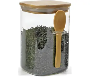 Słoik na żywność Maxxo Bamboo 1000 ml / Słoik na żywność / Szkło borokrzemianowe / Pokrywka bambusowa