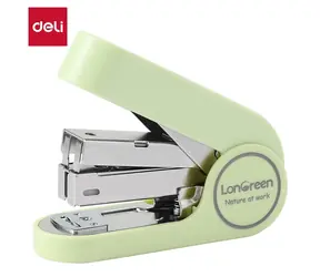 Zszywacz DELI LonGreen Easy limonkowy / Mini / 25 arkuszy / 24/6 i 26/6 / 50 zszywek / plastik z recyklingu
