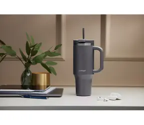 Contigo Thermalock Tumbler szary / Kubek termiczny ze słomką / 1,2 l / stal nierdzewna / utrzymanie zimna 29 godz.