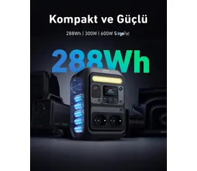 Anker SOLIX C300X szary / Przenośny power bank / 288 Wh / 300 W / USB-C PD 140 W