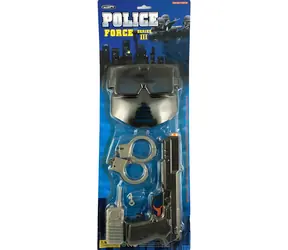 Zestaw policyjny Orion z pistoletem maszynowym / Pistolet maszynowy, krótkofalówka, maska i akcesoria / Plastik / 25 x 12 cm
