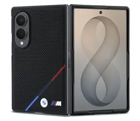 Pasek perforowany BMW M PU w trzech kolorach do Samsung Galaxy Z Fold8, czarny / Tylna obudowa / Magnetyczna / Skóra PU