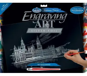 ROYAL & LANGNICKEL Srebrny obrazek zdrapka Big Ben i Parlament / 37 x 29 cm / od 8 lat
