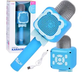 JOKOMISIADA Mikrofon karaoke niebieski / Bluetooth / nagrywanie i odtwarzanie / 5 efektów dźwiękowych / gniazdo na kartę