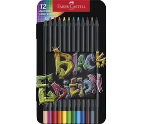 Kredki Faber-Castell Black Edition / 12 szt. / Metalowe opakowanie / mix kolorów