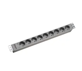 Listwa zasilająca Bachmann 19" aluminiowa szara / PDU / 9 gniazd / 1U / 2 m / bez przełącznika