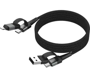 Ansmann Magnetic 4w1 czarny / Kabel do ładowania i transmisji danych / USB-A / USB-C / Lightning / Magnetyczny / 1,2 m