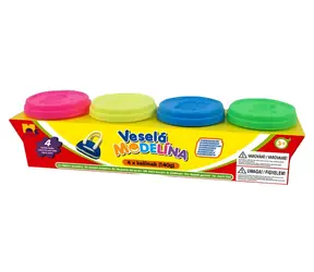 Modelina MAC TOYS Wesoła 4× 140 g / kolory neonowe / wieczka z nadrukami zwierząt / od 3 lat