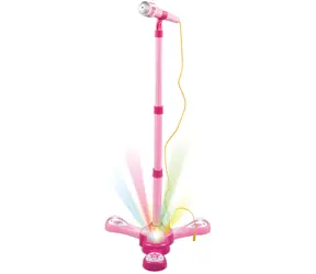 Mikrofon karaoke TEDDIES ze stojakiem różowy / 12 piosenek / efekty LED / od 3 lat