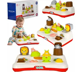 KIK Popping Animals ze światłem i dźwiękiem / Interaktywna zabawka / 4 przyciski / Dźwięk i światło / 3 baterie AAA