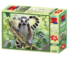 Puzzle 3D Prime Lemur / 48 elementów / efekt 3D / 31 x 23 cm / od 3 lat