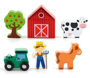 Akcesoria VIGA do torów kolejowych Farm Train / Figurki drewniane / 6 części / od 3 lat