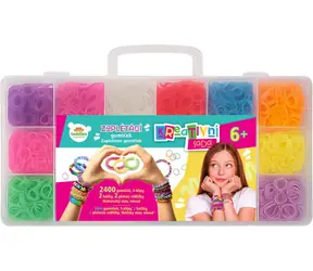 Gumki do zaplatania TEDDIES 2400 szt. / Zestaw kreatywny / pudełko plastikowe z przegródkami