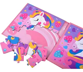 DZIEŃ KOLORÓW Puzzle Świat Jednorożców / Puzzle magnetyczne / 2x20 elementów / 17x17 cm