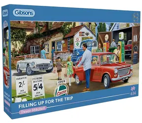 GIBSONS Puzzle panoramiczne Tankowanie przed podróżą / 636 elementów / 69 × 32 cm
