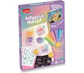 Wkład do aerografu Maped Airbrush Maker / Zestaw kreatywny / 15 markerów Color'Peps Jungle / 5 szablonów / 3 zestawy naklejek