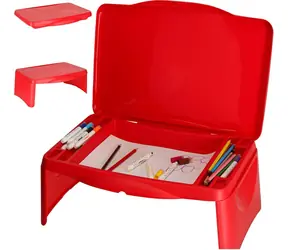 KIK Stolik samochodowy dla dzieci składany czerwony / Stolik samochodowy / Miejsce do przechowywania / 48 x 29 x 18,5 cm