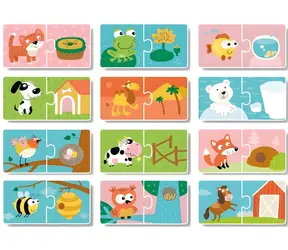 Puzzle DODO Zwierzęta i ich siedliska / Włóż puzzle / 12x2 elementy
