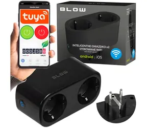 Gniazdo Blow Smart WiFi 2x czarne / Adapter gniazdka / Tuya / Typ F / 230V / 50-60Hz