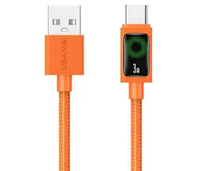 USAMS U92 pomarańczowy / Kabel do ładowania i transmisji danych / USB-C - USB-A / 18 W / 1,2 m
