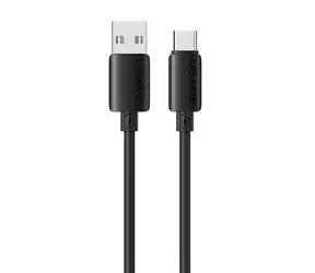 USAMS U98-786 czarny / Kabel do ładowania i transmisji danych / USB-C / 3A / 18W / 1 m / silikonowy